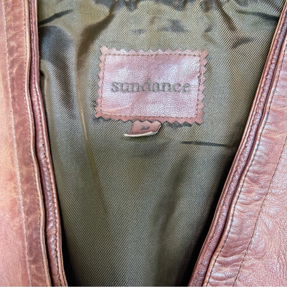 Sundance Rustic Brown Leather Button Front Vest - Picture 14 of 16